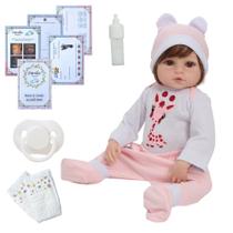Boneca Reborn Bebê Realista Cabelo Fio a Fio 100% Silicone