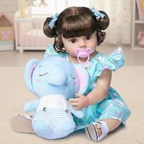 Boneca Reborn Bebê Realista Corpo de Silicone Com Pelúcia