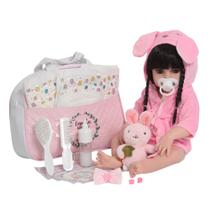 Boneca Reborn Bebê Realista Corpo Silicone Roupão Coelho