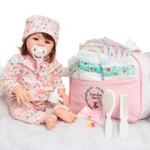Boneca Reborn Bebê Realista Fio a Fio 100% Silicone + Bolsa