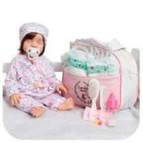 Boneca Reborn Bebê Realista Fio a Fio Silicone Com Bolsa