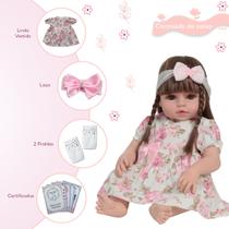 Boneca Reborn Bebê Realista Grande Com Vestido Florido Boneca Reborn Bebê Realista Grande Com Vestido Florido