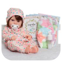 Boneca Reborn Bebê Realista Larinha Cabelo Fio a Fio 43cm