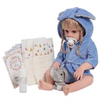 Boneca Reborn Bebê Realista Loira Saída de Banho Pelúcia