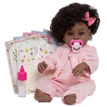 Boneca Reborn Bebê Realista Negra Pijama Roupão 13 Itens - Cegonha Reborn Dolls