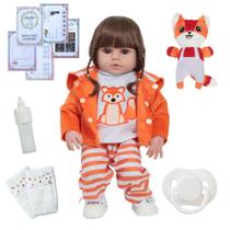 Boneca Reborn Bebê Realista Raposinha Corpo de Silicone