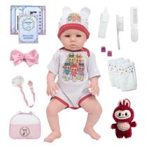 Boneca Reborn Bebê Realista Roupinha Labubu Bolsa Itens