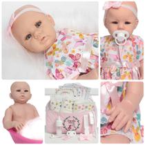 Boneca Reborn Bebê Realista Toda de Silicone Com Bolsa