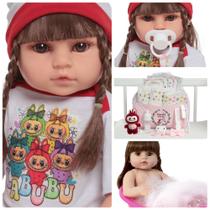 Boneca Reborn Bebê Recém Nascida Com Bolsa Kit Itens