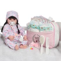 Boneca Reborn Bebê Silicone Realista 46cm Bolsa Acessórios