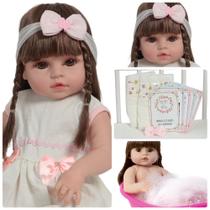Boneca Reborn Bebê Valentina Com Lindo Vesitdo 46cm Fofa
