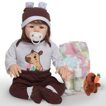 Boneca Reborn com Roupinha Capivara e Pelúcia Fofo