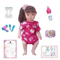 Boneca Reborn Corpo Siliconado Pode Dar Banho Com Acessórios