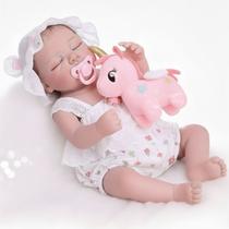 Boneca Reborn Corpo Silicone Menina Olhos Fechados NEW HAPPY