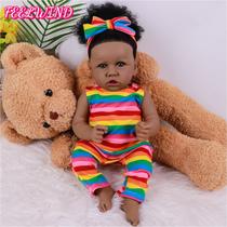 Boneca Reborn de 20 polegadas com acessório de cabelo listrado Boneca Reborn de 20 polegadas com acessório de cabelo listrado