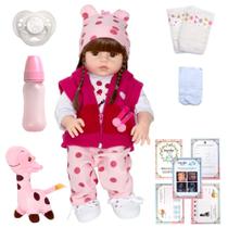 Boneca Reborn de Silicone Abigail Girafinha Cabelo Castanho