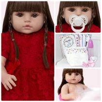 Boneca Reborn de Silicone Menina Fofa + 13 Itens Enxoval Boneca Reborn de Silicone Menina Fofa + 13 Itens Enxoval