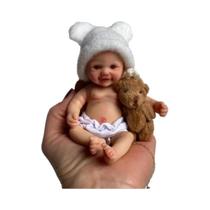 Boneca Reborn de Silicone Mini Palma - 14-15cm, Lavável e com Toque Realista