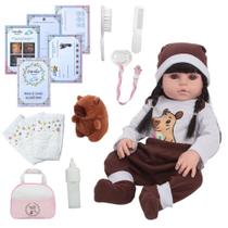 Boneca Reborn De Silicone Morena Enxoval Capivara Completo