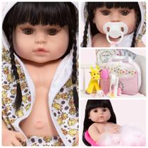 Boneca Reborn de Silicone Morena Girafinha Saída de Banho