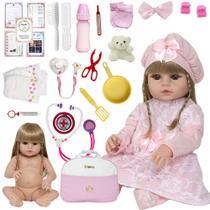 Boneca Reborn de Silicone Princesa Realista 24 Acessórios Boneca Reborn de Silicone Princesa Realista 24 Acessórios