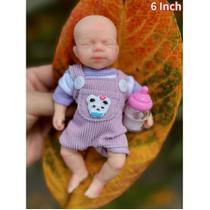 Boneca Reborn De Silicone Realista De 6 Polegadas, Toque Macio, Feita À Mão, Boneca De Bebê