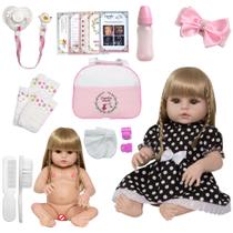Boneca Reborn de Silicone Realista Loira + 20 Acessórios Boneca Reborn de Silicone Realista Loira + 20 Acessórios