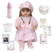 Boneca Reborn de Silicone Realista Loira Conjunto Acessórios Boneca Reborn de Silicone Realista Loira Conjunto Acessórios