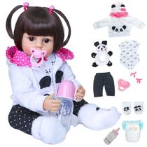 Boneca Reborn de Silicone Roupa Panda Marca New Happy Boneca Reborn de Silicone Roupa Panda Marca New Happy