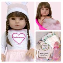 Boneca Reborn de Silicone Sonho de Amor e 13 Itens NPK Doll