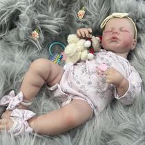 Boneca Reborn De Silicone Vinílico Realista De 20 Polegadas LouLou Dormindo Com Pele Pintada Em 3D Boneca Reborn De Silicone Vinílico Realista De 20 Polegadas LouLou Dormindo Com Pele Pintada Em 3D