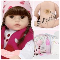 Boneca Reborn Fala 30 Frases Enxoval Girafinha 100% Silicone Boneca Reborn Fala 30 Frases Enxoval Girafinha 100% Silicone