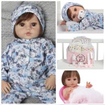Boneca Reborn Fio a Fio Realista Pijama Unicórnio Com Bolsa