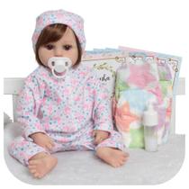 Boneca Reborn Fio a Fio Realista Pode Banho Roupa Flamingo