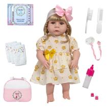 Boneca Reborn Gatinha Abigail Loira Enxoval Bolsa Acessórios