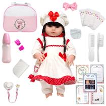Boneca Reborn Gatinha Morena Fofa Com Bolsa 20 Acessórios Boneca Reborn Gatinha Morena Fofa Com Bolsa 20 Acessórios