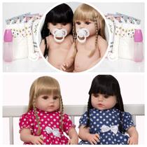 Boneca Reborn Gêmeas Baby Alive Vestido Bolinha Vários Itens