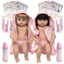 Boneca Reborn Gêmeas de Silicone Loira Morena Envio Imediato Boneca Reborn Gêmeas de Silicone Loira Morena Envio Imediato