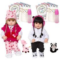 Boneca Reborn Gêmeas Girafa Loira Panda Morena Envio 24hrs Boneca Reborn Gêmeas Girafa Loira Panda Morena Envio 24hrs