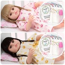 Boneca Reborn Gêmeas Menina Realista Pode Dar Banho Enxoval Boneca Reborn Gêmeas Menina Realista Pode Dar Banho Enxoval
