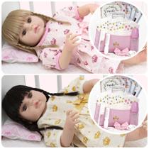 Boneca Reborn Gêmeas Realista Corpo Vinil Enxoval Completo Boneca Reborn Gêmeas Realista Corpo Vinil Enxoval Completo
