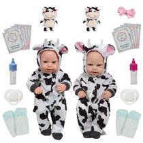 Boneca Reborn Gêmeos 43cm Conjunto de Vaquinha + Itens Boneca Reborn Gêmeos 43cm Conjunto de Vaquinha + Itens