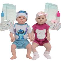 Boneca Reborn Gêmeos Abigail Corpo 100% Vinil + Kit Itens Boneca Reborn Gêmeos Abigail Corpo 100% Vinil + Kit Itens