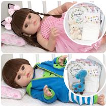Boneca Reborn Gêmeos Casal Lindo Enxoval Pelúcia Acessórios Boneca Reborn Gêmeos Casal Lindo Enxoval Pelúcia Acessórios