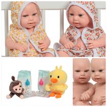 Boneca Reborn Gêmeos Lara Luca Com Saída de Banho Estampada Boneca Reborn Gêmeos Lara Luca Com Saída de Banho Estampada