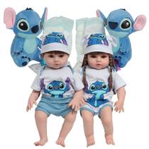 Boneca Reborn Gêmeos Realistas 46cm Enxoval Stitch Fofinho