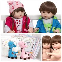 Boneca Reborn Gêmeos Recém Nascidos Casal + Vários Itens Boneca Reborn Gêmeos Recém Nascidos Casal + Vários Itens