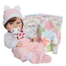 Boneca Reborn Girafinha com Cabelinho Castanho Fio a Fio