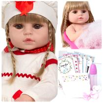 Boneca Reborn Grande Loira Recém Nascida 46cm Lindos Itens Boneca Reborn Grande Loira Recém Nascida 46cm Lindos Itens