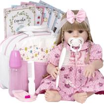 Boneca Reborn Grande Menina Loira 52cm Diversos Itens Boneca Reborn Grande Menina Loira 52cm Diversos Itens